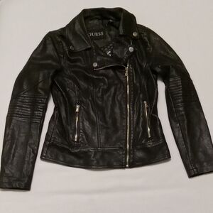 Guess Women's Moto Black Leather Jacket